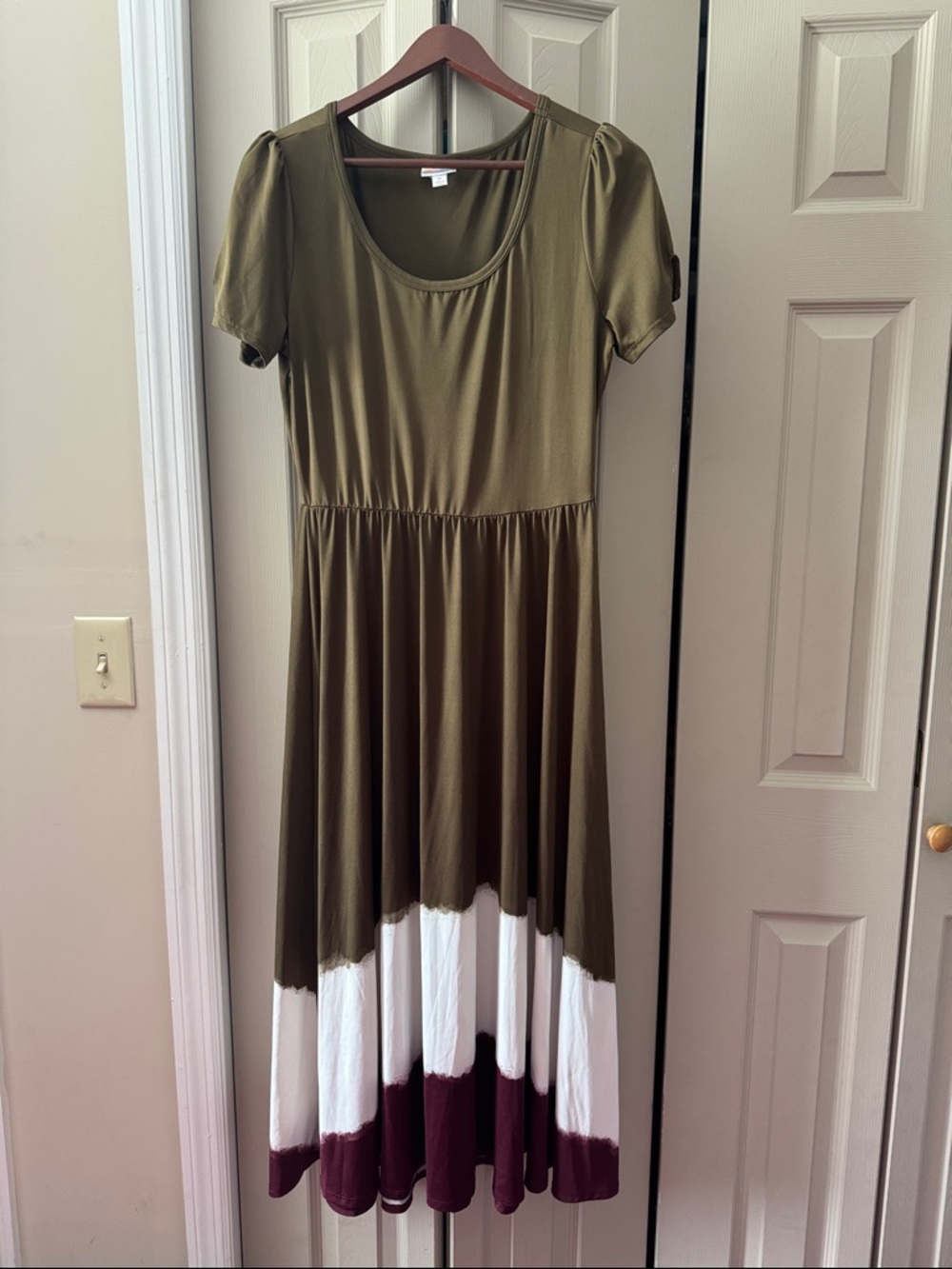 Lularoe Olive Colorblock Midi Dress with Scoop Neck